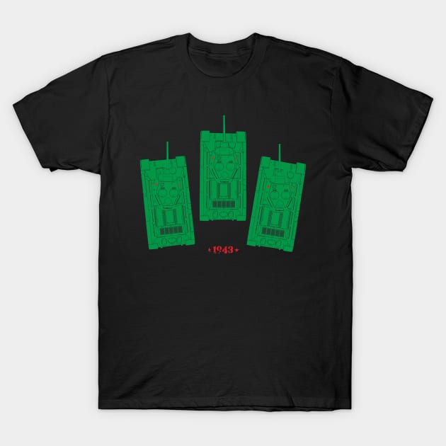 Three T-34-76 tanks. 1943 T-Shirt by FAawRay